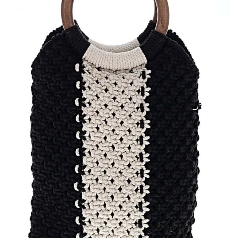 Laude the Label Black and White Knit Tote Bag